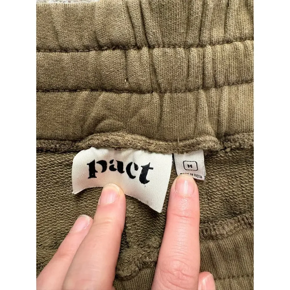 Pact Women’s Wide Leg Cropped Sweatpants Olive Green Size M - Picture 5 of 6